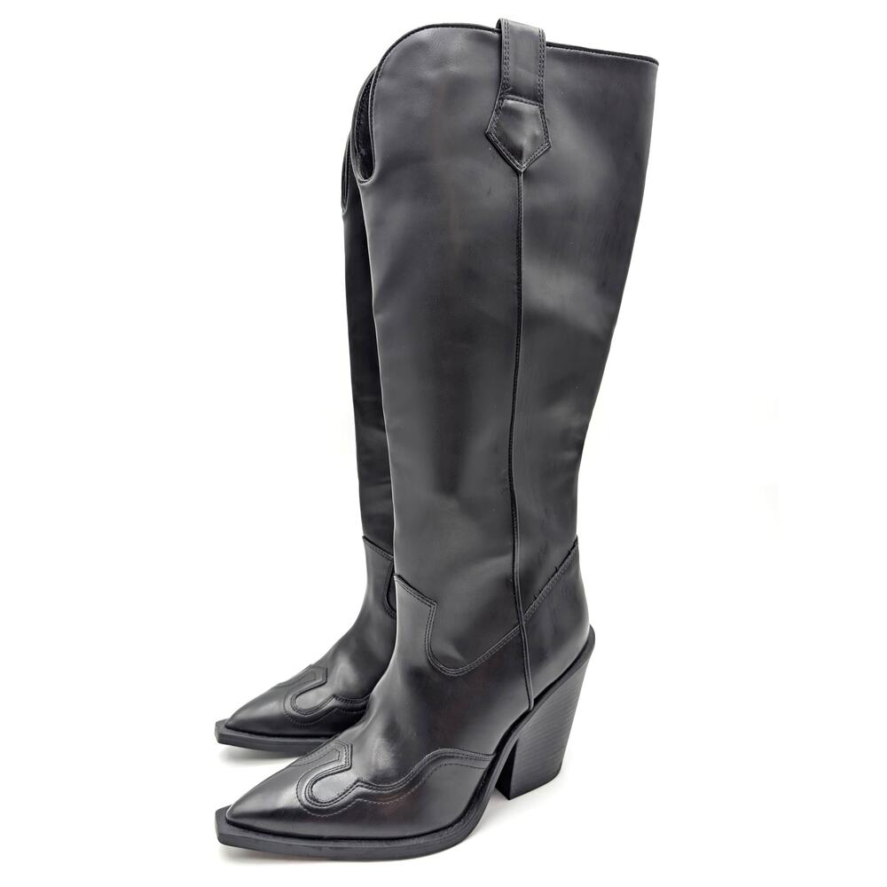 Abound Zahra Knee High Western Boots Side Zip Women's Black Size US7M EU37